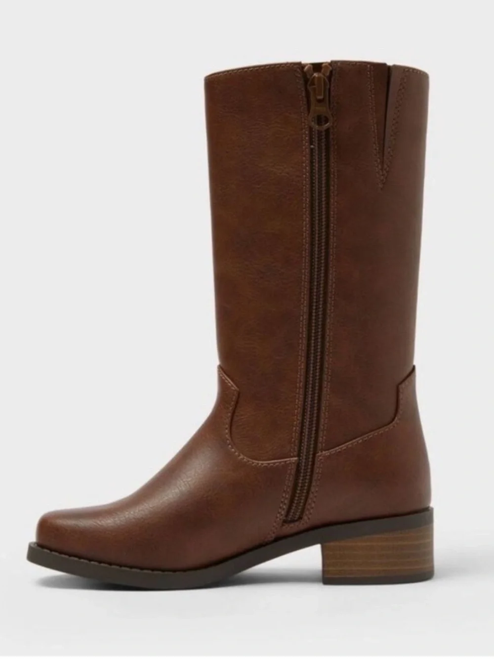 Girls Brown Sade Heeled Riding Boots inside Zipper - Cat & Jack